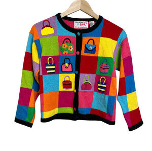 Michael Simon Simon Sez Girls 7/8 Vintage Patchwork Purse Sweater 1997